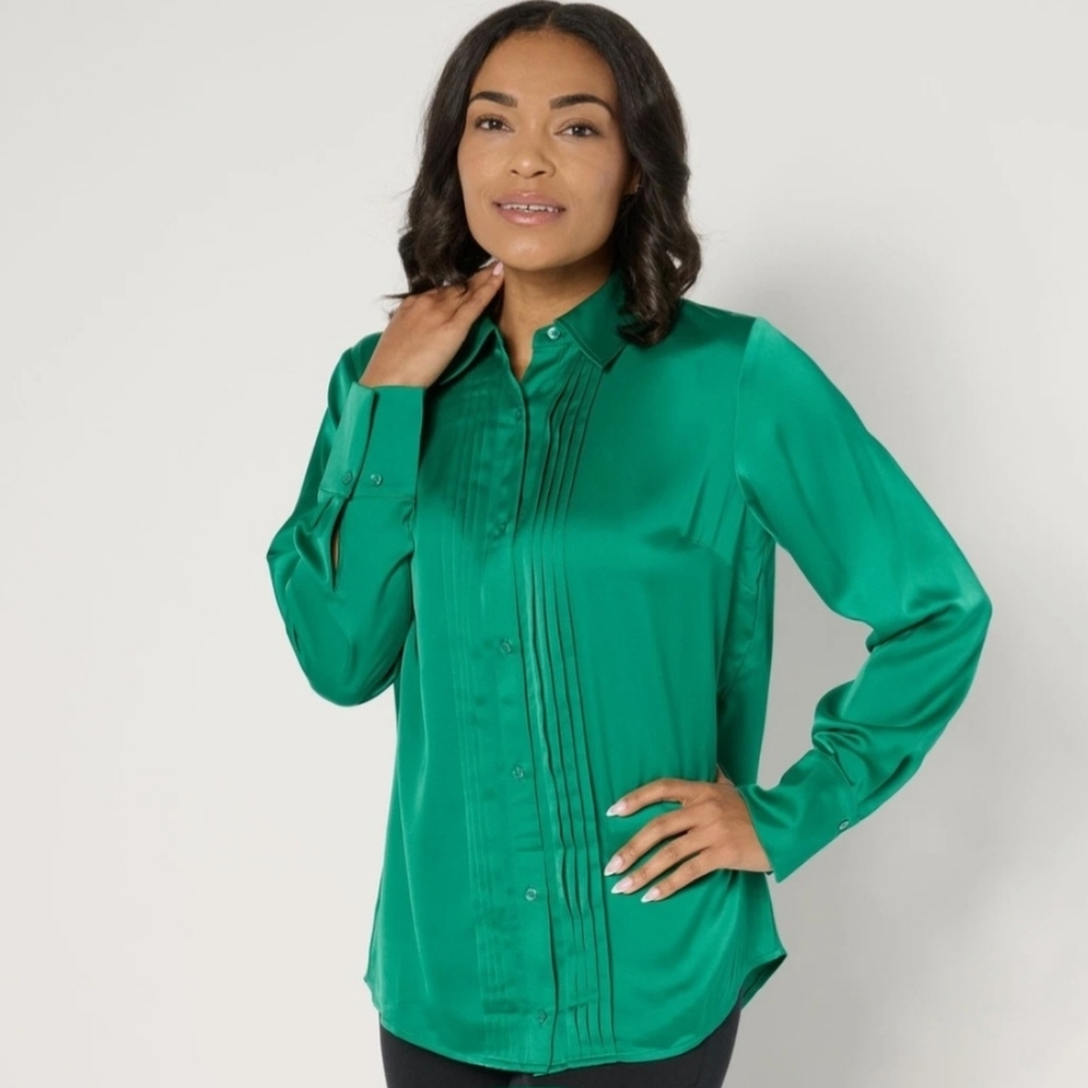 Beautiful by Lawrence Zarian Pintuck Shirt Size Large